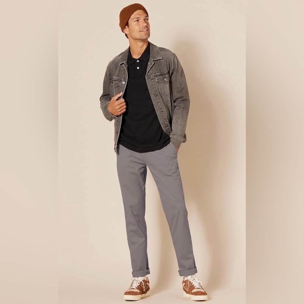 Amazon Essentials Men's Athletic-Fit Casual Stretch Chino Pant in Dark Gray